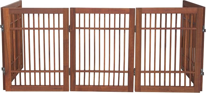 Pet Dog Gate Strong and Durable Freestanding Folding Acacia Hardwood Portable - Image 5