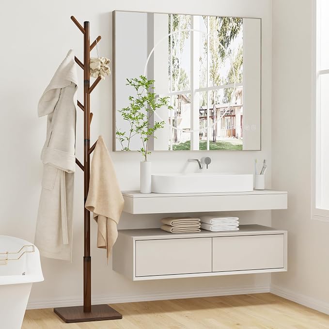 Coat Rack Freestanding with Stable Square Base, Entryway Furniture with 3 - Image 2