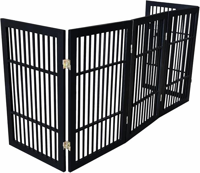 Pet Dog Gate Strong and Durable Freestanding Folding Acacia Hardwood Portable - Image 7