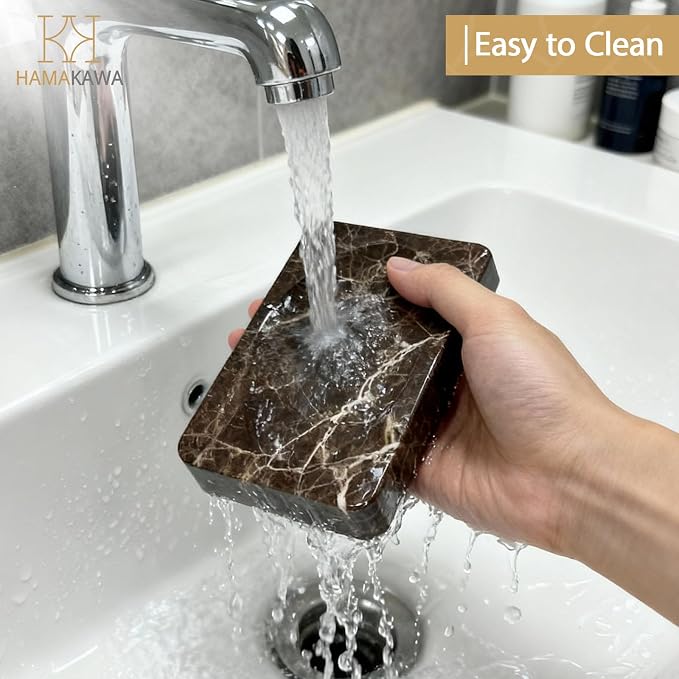 Natural Marble Soap Dish, Emperador Dark Rectangle Jewelry Dish, Dark Brown - Image 6