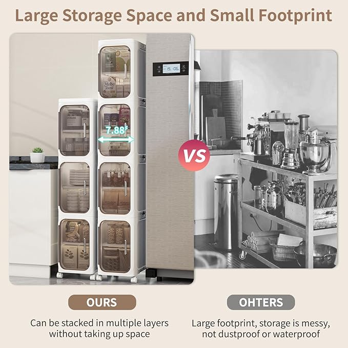 KHNR 3-Tiers Slim Bathroom Storage Cabinet, Foldable Storage Cabinets, Narrow - Image 4