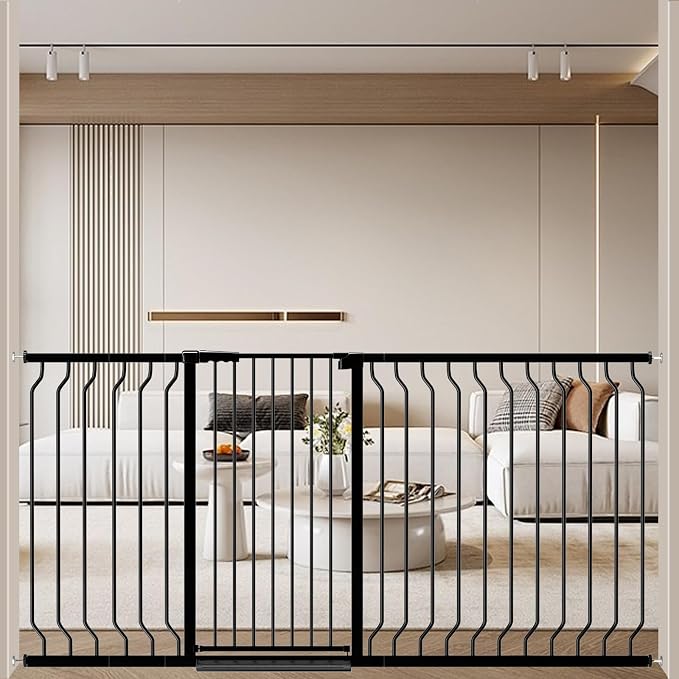 ALLAIBB Black 40.55" Extra Tall Wide 57.48-73.62" Baby Gate Pressure Mounted by ALLAIBB