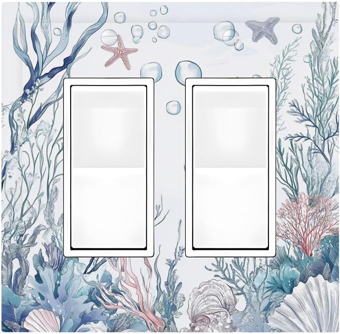 Decorative Outlet Covers Ocean Coral Seahorse Seashell Starfish 2 Gang Double by Unknown