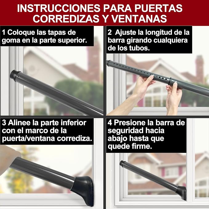 AceMining Upgraded Door Security Bar & Sliding Patio Bar, Heavy Duty Stoppers - Image 9