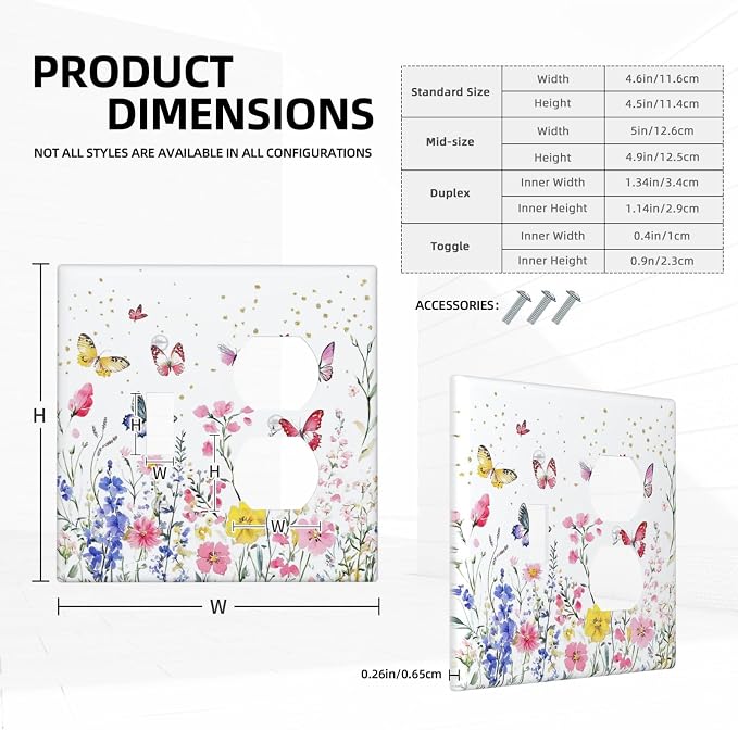 Wallplates Watercolor Floral Butterfly Colorful Wildflower 1 Toggle 1 Duplex - Image 5