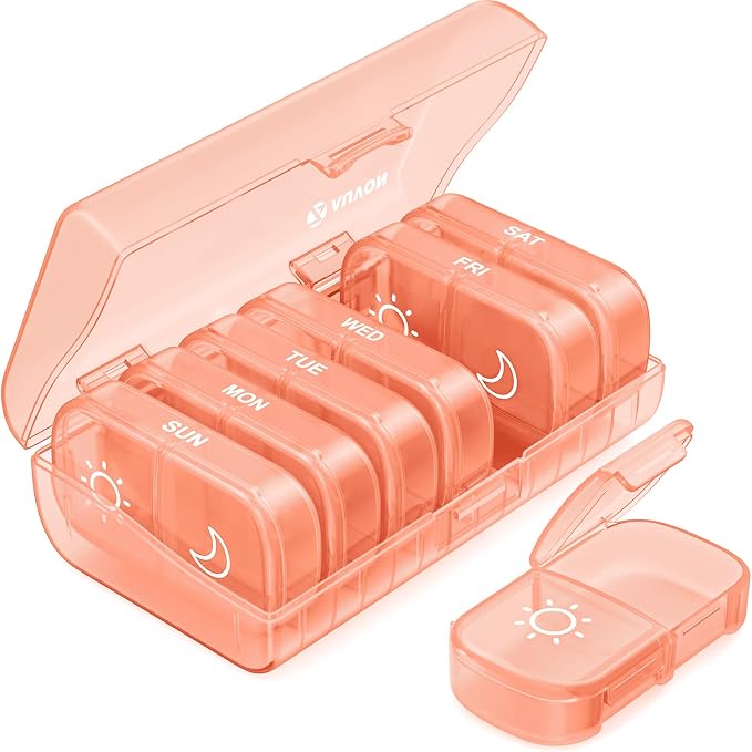 AUVON XL Weekly Pill Organizer 2 Times a Day, Pill Box 7 Day by AUVON