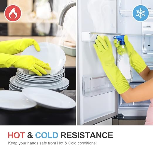 Mamison 2 Pairs Reusable Waterproof Household Dishwashing Cleaning Rubber Gloves - Image 5