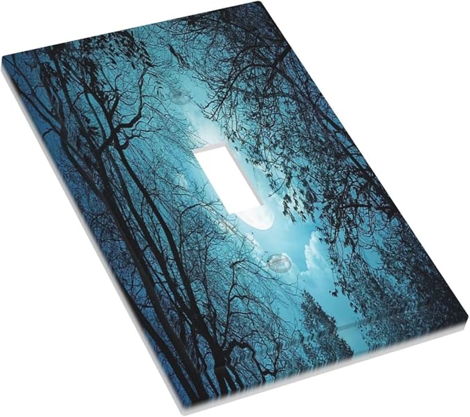 Light Switch Cover Teal Full Moon Forest 1 Gang Wall Plate Cover Turquoise - Image 3