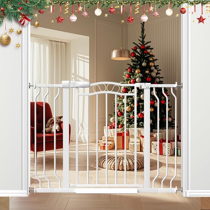 29.5-43.7" Wide Baby Gate for Stairs No Drilling, Press Mounted Dog Gate Indoor by Mornyray