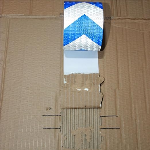 Reflective Tape Blue and White 4 inch X 66 feet, Outdoor Waterproof Hazard - Image 2