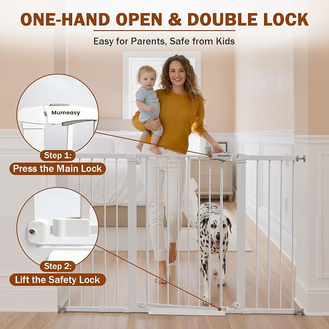 Mumeasy 29.7-57" Extra Wide Baby Gate, Auto Close Large Dog Gate - Image 3