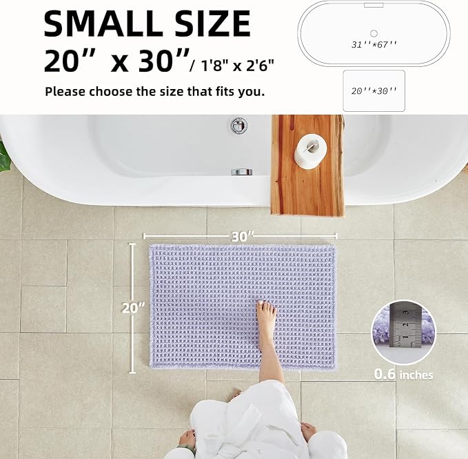 Waffle Bath Mat, Boho Bathroom Rugs Non Slip Washable Super Absorbent Quick Dry - Image 2