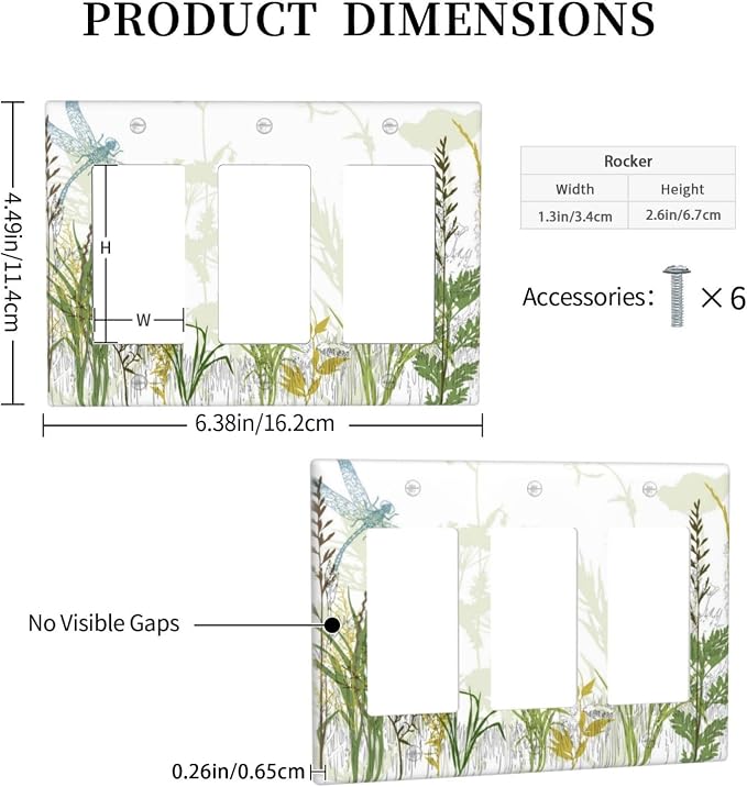 Wild Flower Dragonfly 3 Gang Rocker Light Switch Cover Plates Decorative - Image 5