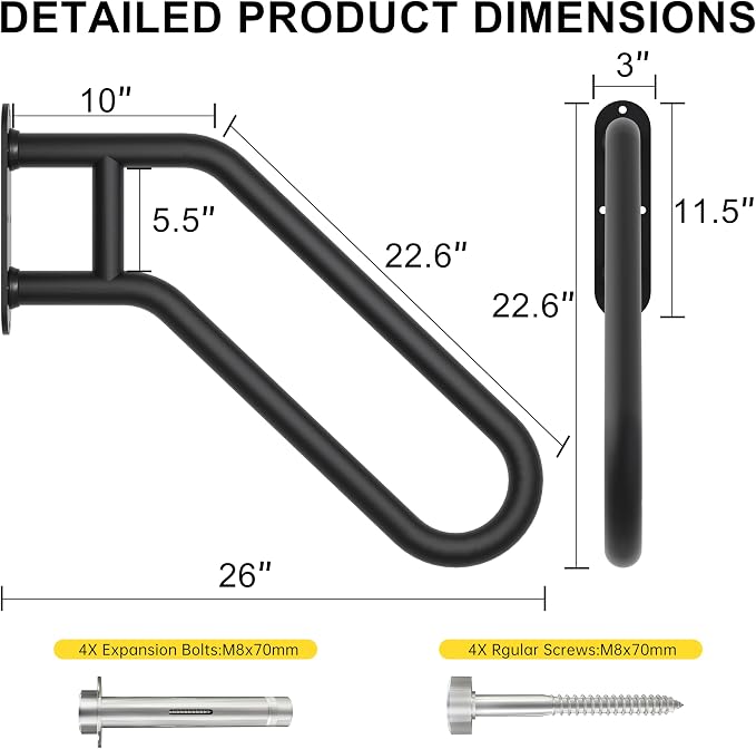 Hand Rails for Outdoor Steps, Exterior Steps Handrails, Wrought Iron Heavy-Duty - Image 5