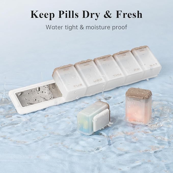 Weekly Pill Organizer Magnetic, Removable Pill Box 7 Day 1 Time a Day, Large - Image 4