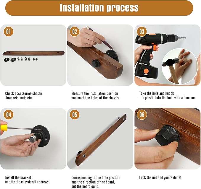 Wood Handrails, Indoor Non-Slip Staircase Handrail, Retro Rustic Wall Mount - Image 3