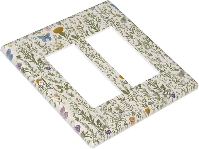 Floral Vintage Garden Plants Herbs Flower Botanical Outlet Covers Double Rocker - Image 3