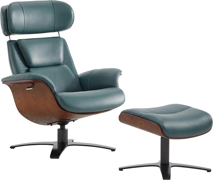CHITA Genuine Leather Reclining Swivel Chair by CHITALIVING