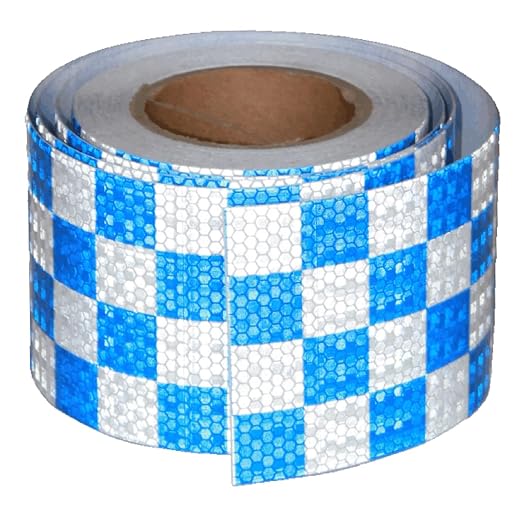 Reflective Tape Blue and White 4 inch X 66 feet, Outdoor Waterproof Hazard by tuyrchu