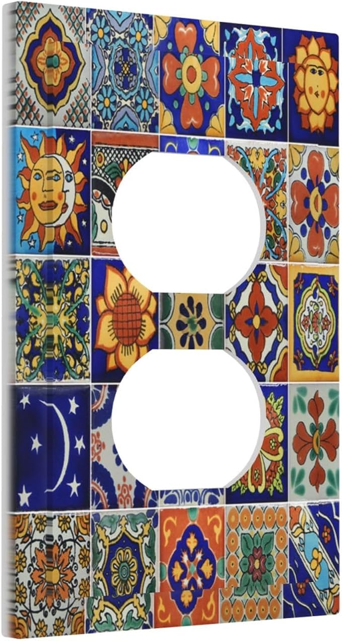 Outlet Covers Mid Century Talavera Shaped Tiles 1 Gang Duplex Wall Plate - Image 2