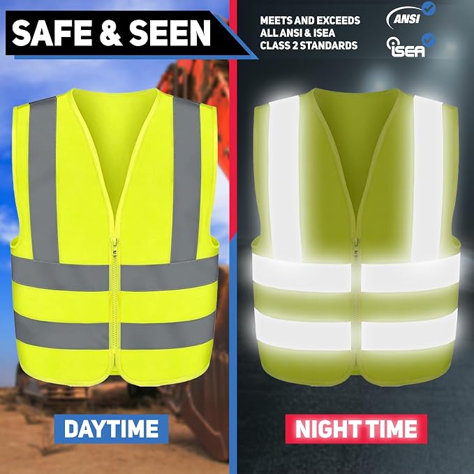 Neiko High Visibility Safety Vest ANSI Class 2, No Pocket, Neon Yellow - Image 3