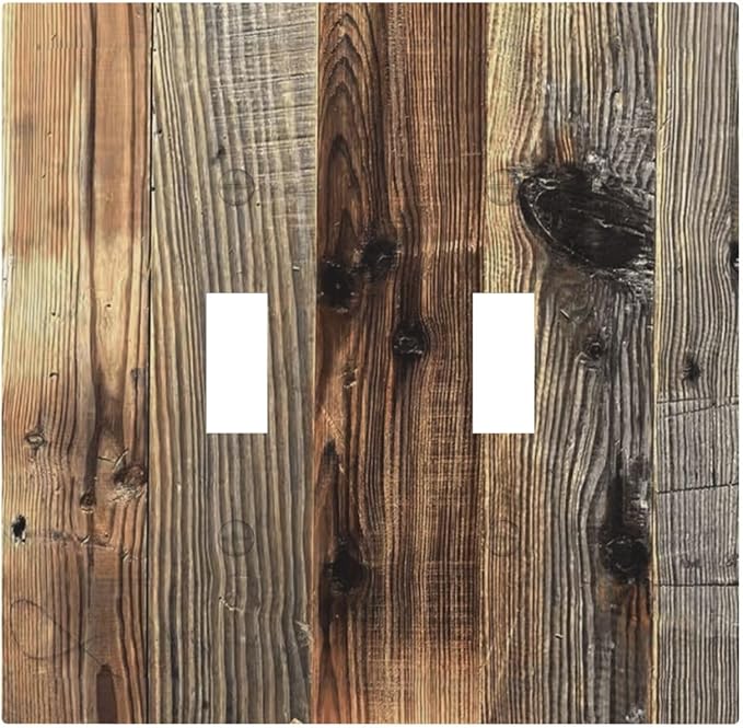 Barn Brown Wood Rustic Weathered Wood Print Decorative Switch Plates 2 Gang by Unknown