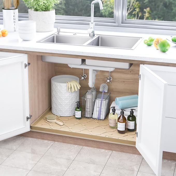 SIKADEER 31" x 19" Under Sink Mat Waterproof, Silicone Mat Kitchen Drawer Shelf - Image 6