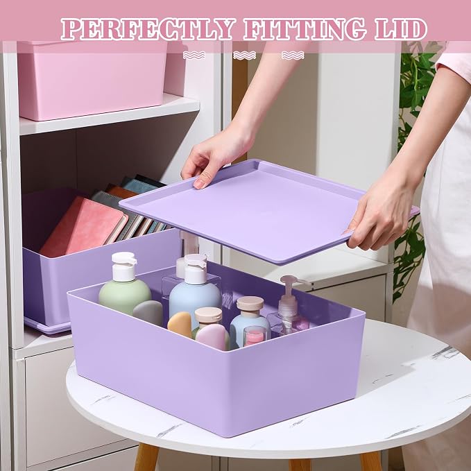 Menkxi 4 Pcs Storage Bins with Lids Plastic Stackable Containers - Image 3