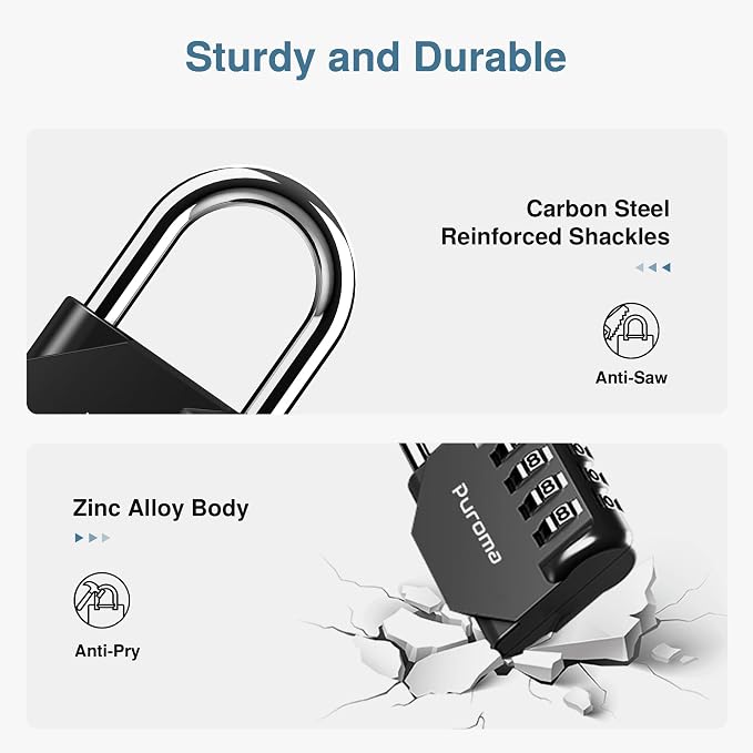 Puroma 2 Pack Combination Lock for Locker 4 Digit Outdoor Waterproof Padlock - Image 4