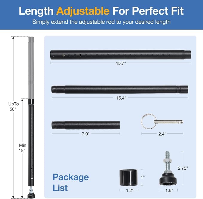 Sliding Door Security Bar, 3 Pack 18"-50" Adjustable Window Security Bars - Image 2