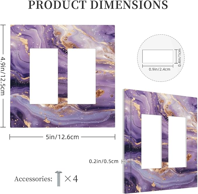 Luxury Marble Texture Purple And Gold Abstract Print Decorative Outlet Covers 2 - Image 5