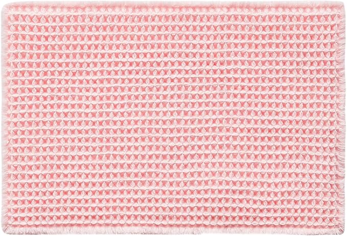 Light Peachy Pink Bathroom Rugs, Waffle Bath Mat Non Slip Washable Quick Dry - Image 9