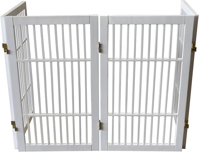 Pet Dog Gate Strong and Durable Freestanding Folding Acacia Hardwood Portable - Image 6