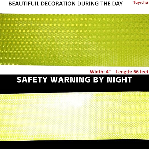 Fluorescent Yellow Reflective Tape 4 inch Wide, Outdoor Waterproof Hazard - Image 3