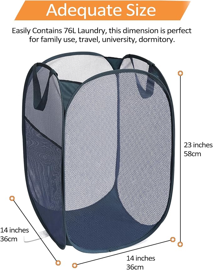 2 Pack Durable Collapsible Laundry Baskets - Image 4