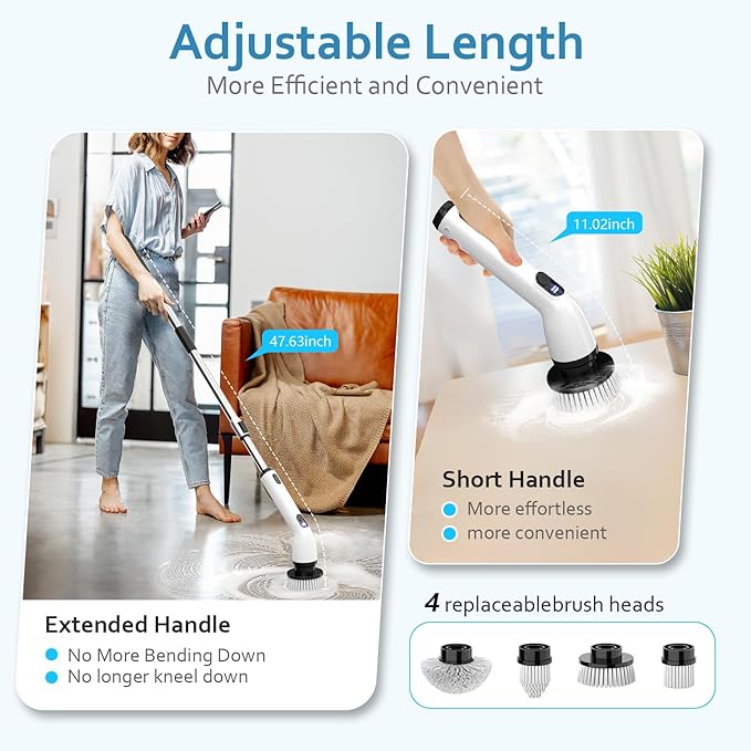 TUYU Electric Spin Scrubber, Full-Body IPX7 Waterproof Bathroom Scrubber - Field & Grace
