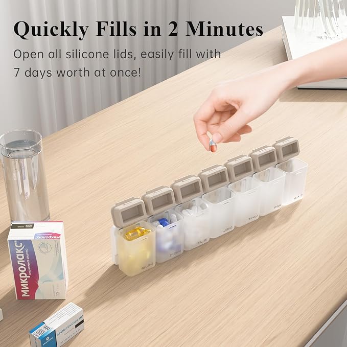 Weekly Pill Organizer Magnetic, Removable Pill Box 7 Day 1 Time a Day, Large - Image 6