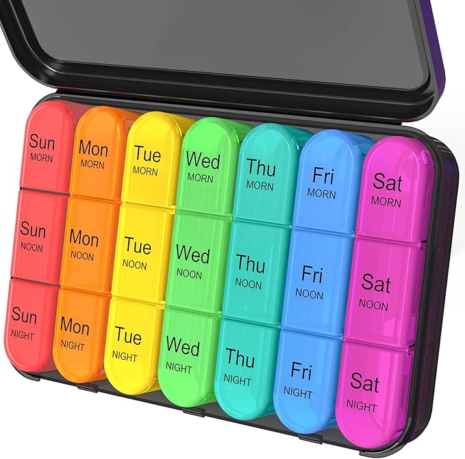 Daviky Pill Organizer 3 Times a Day, Daily Pill Box 7 Day, Weekly Cases by DavikyPillOrganizer