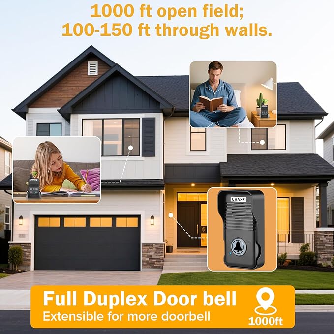 Wireless Doorbell, Hand-Free Door Bell, 1000Ft Long Range, Full Duplex 2 Way - Image 6