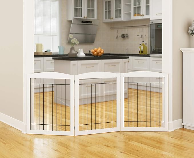 PAWLAND Extra Wide Dog gate for The House, Freestanding Foldable Wire Pet Gate - Image 7