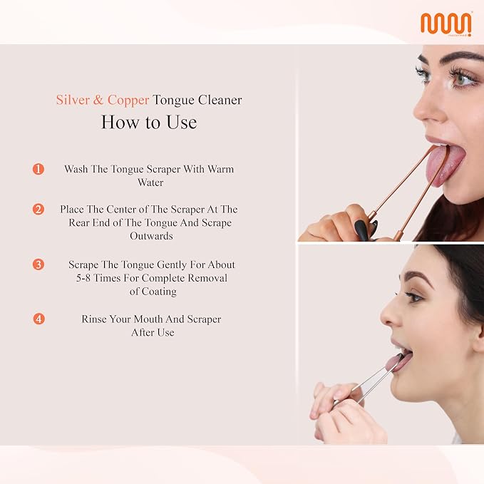 MasterMedi Tongue Scraper for Adults, 100% Stainless Steel & Copper Tongue - Image 6