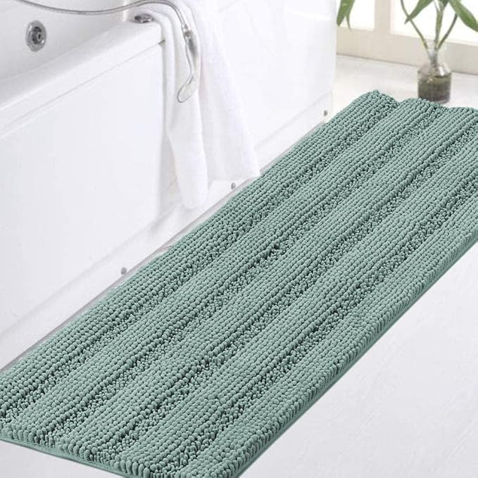 Turquoize Bathroom Runner Extra Long Blue Chenille Bath Rug Non Slip Shaggy by Turquoize
