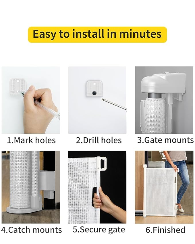 Retractable Baby Gate for Stairs – 33” Height, Expands up to 71” Width – Safety - Image 5