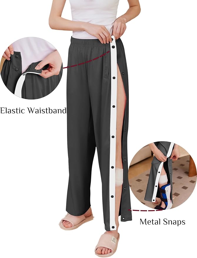 Deyeek Women's Tear Away Pants Side Split Snap Open Bottom Sweatpants Leg - Image 2