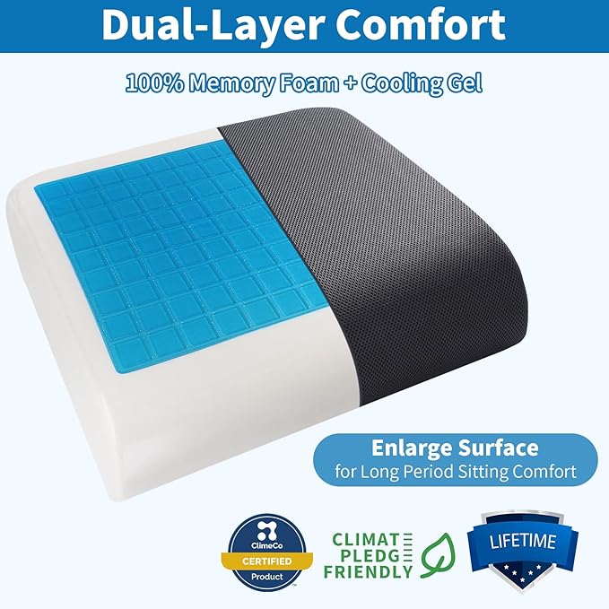 YOUFI Extra Thick Large Seat Cushion -19 X 17.5 X 4 Inch Gel Memory Foam Cushion - Image 2