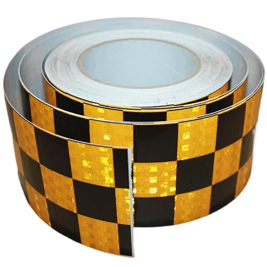 Yellow and Black Reflective Tape 3 inch X 66 feet, Outdoor Waterproof Hazard by tuyrchu