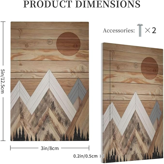 Wooden Planks Mosaic Snow Mountain Sun Light Switch Cover Plate 1 Gang No - Image 5