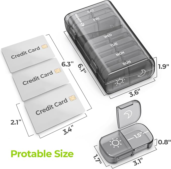 AUVON XL Weekly Pill Organizer 2 Times a Day, Pill Box 7 Day - Image 5