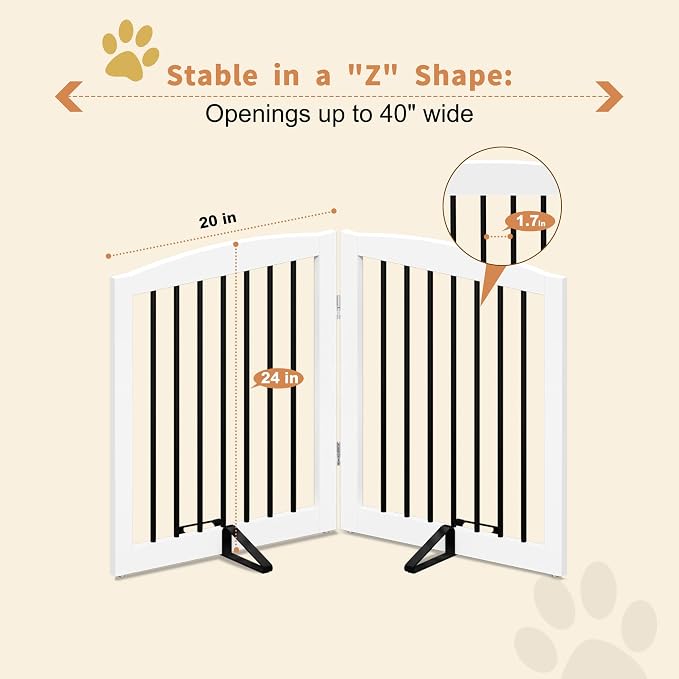 Freestanding Pet Gate for Dogs, Foldable Wooden Dog Gate for House, Indoor Pet - Image 5
