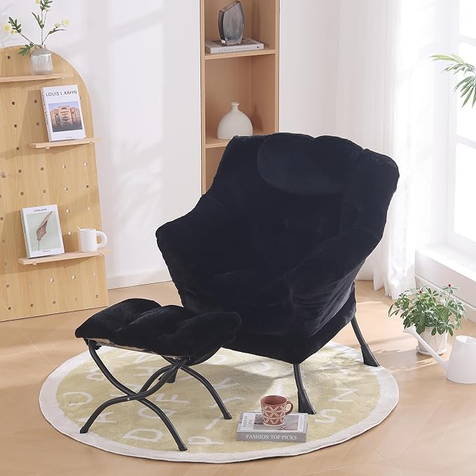 Lazy Chair with Ottoman, Modern Chair with Folding Footrest, Lounge Accent Chair - Image 5